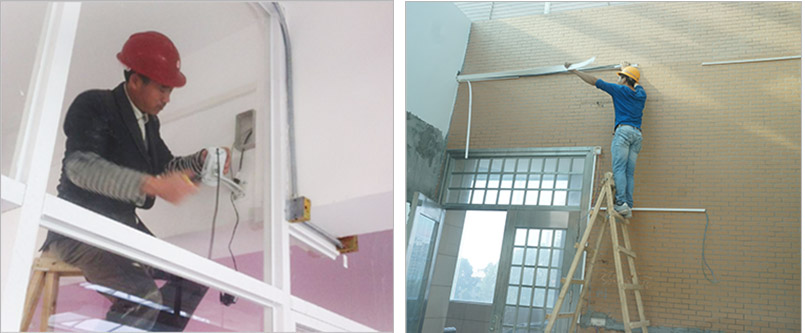 正在敷設線管施工人員 正在敷設線管施工人員